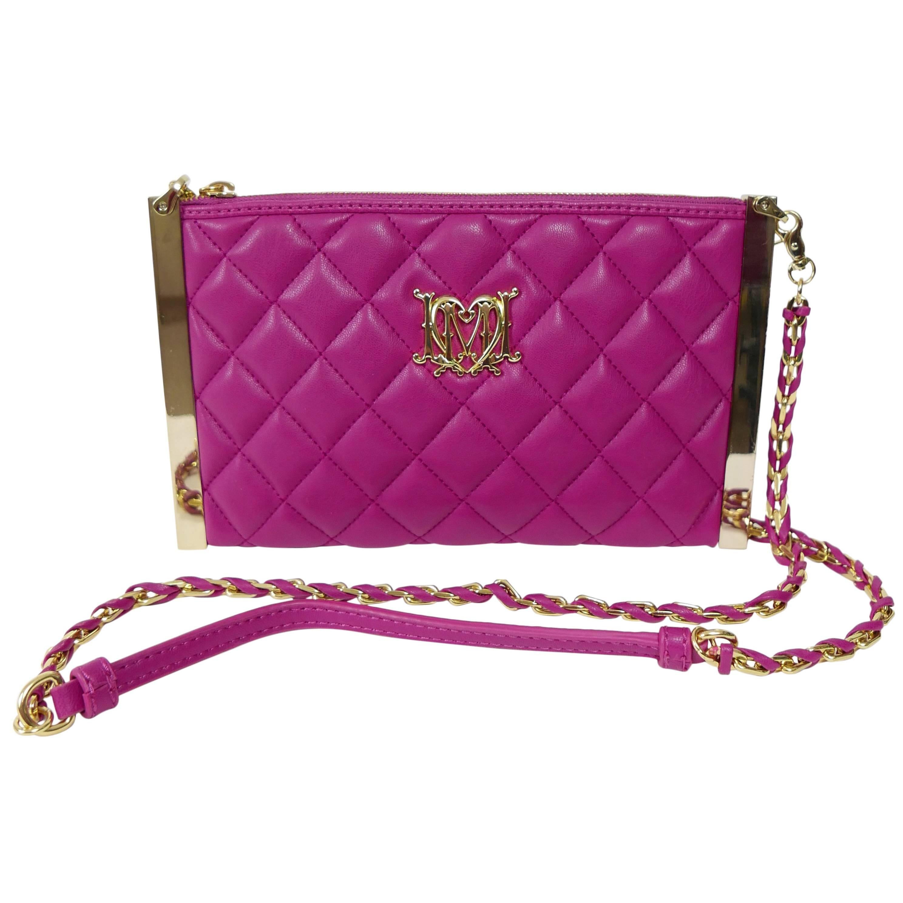 LOVE MOSCHINO Matelasse Leather Clutch Cross Body Shoulder Bag