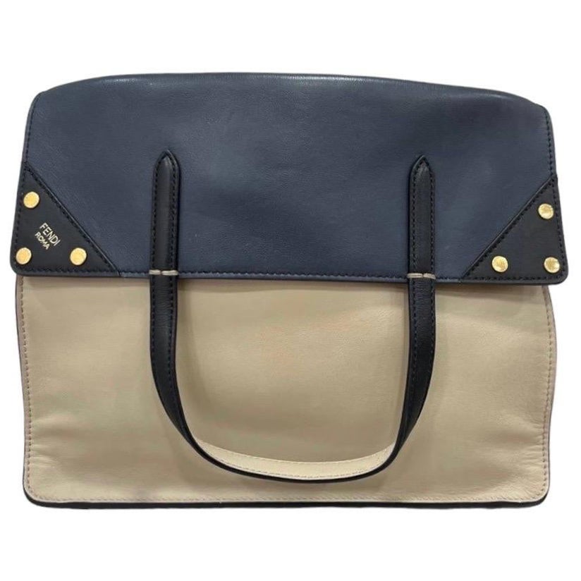 Fendi Flip Bicolor Leather Top Handle Bag