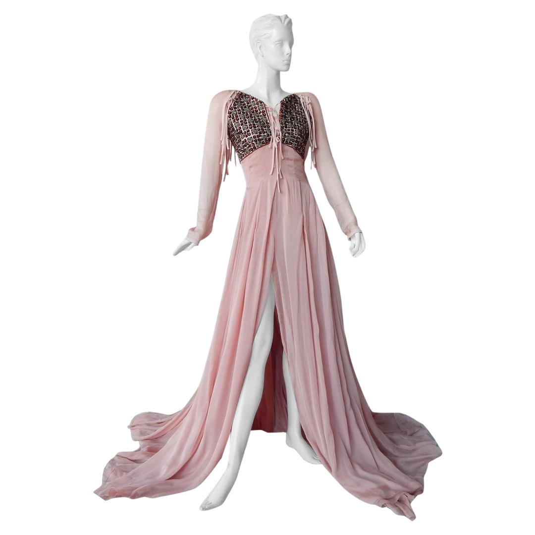 Raro vestido voluminoso con cuentas a mano de estilo boho chic Antonio Berardi en venta
