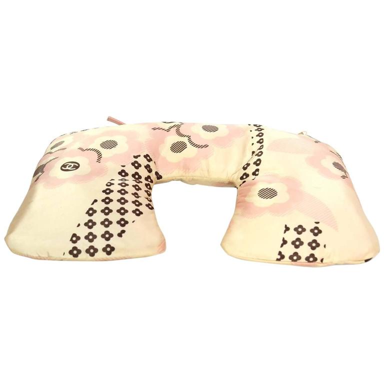 Chanel Pink Silk Floral Travel Neck Pillow For Sale at 1stDibs silk