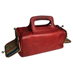 Bonnie Cashin for Coach Bag Double Header Mailbox Tote Red Leather Vintage 60s