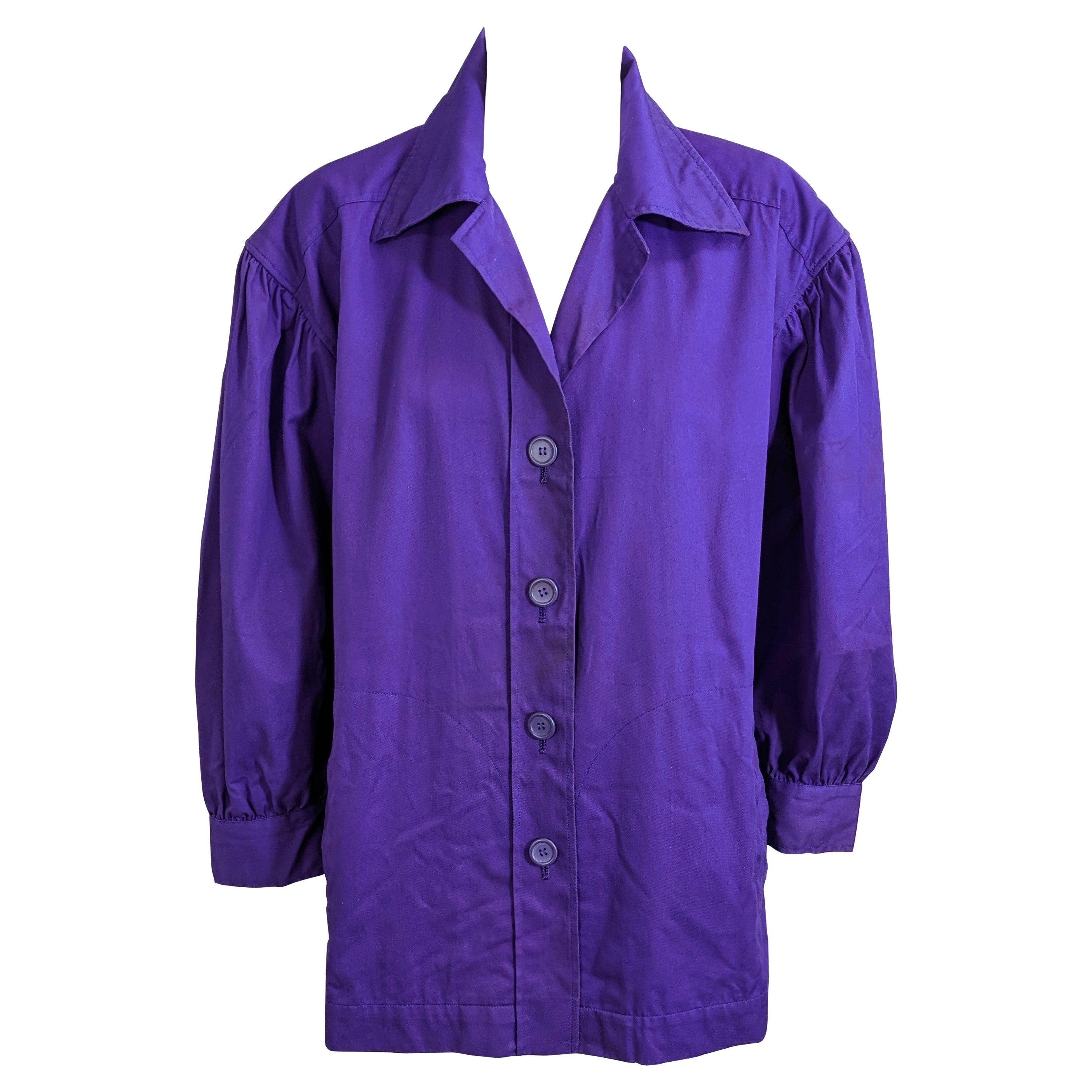 Early Yves Saint Laurent Violet Cotton Twill Jacket  For Sale
