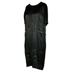 Beaded Black Silk Flapper Dress