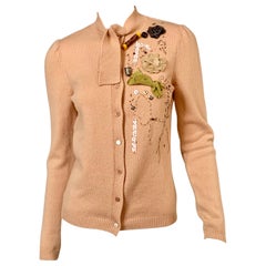 Moschino Pale Pink Cashmere Sweater Appliqued Sewing Theme 