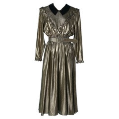 Black and gold lurex cocktail dress with ruffles Valentino Miss V NEW with tag
