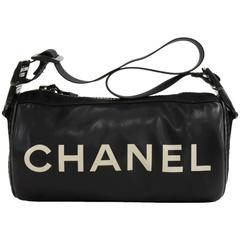 Vintage Chanel Sports Line Black Rubber Shoulder Pouch Bag