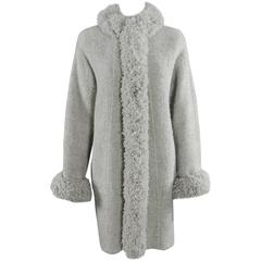 Pierre BALMAIN Haute Couture by Oscar de la Renta Grey Sweater Coat