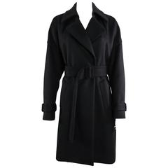 Mugler Black Wool Belted Coat