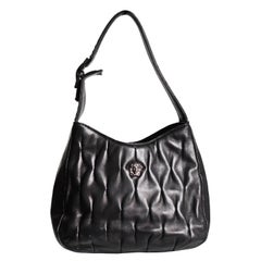 Vintage Versace Couture Evening Bag with Medusa Black Quilted Lambskin Leather 1990s