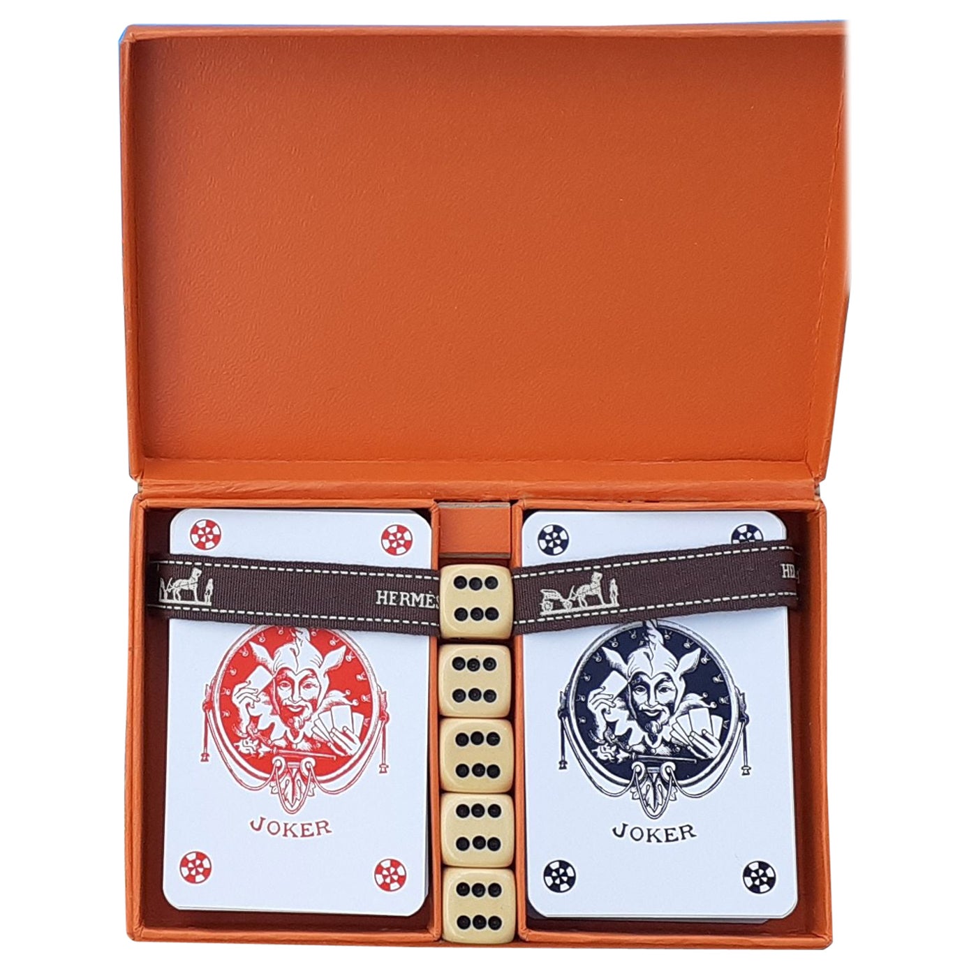 Exeptional Hermès Set von 2 Kartenspielen aus dem Lydia Moonta Liner Casino  1974 im Angebot