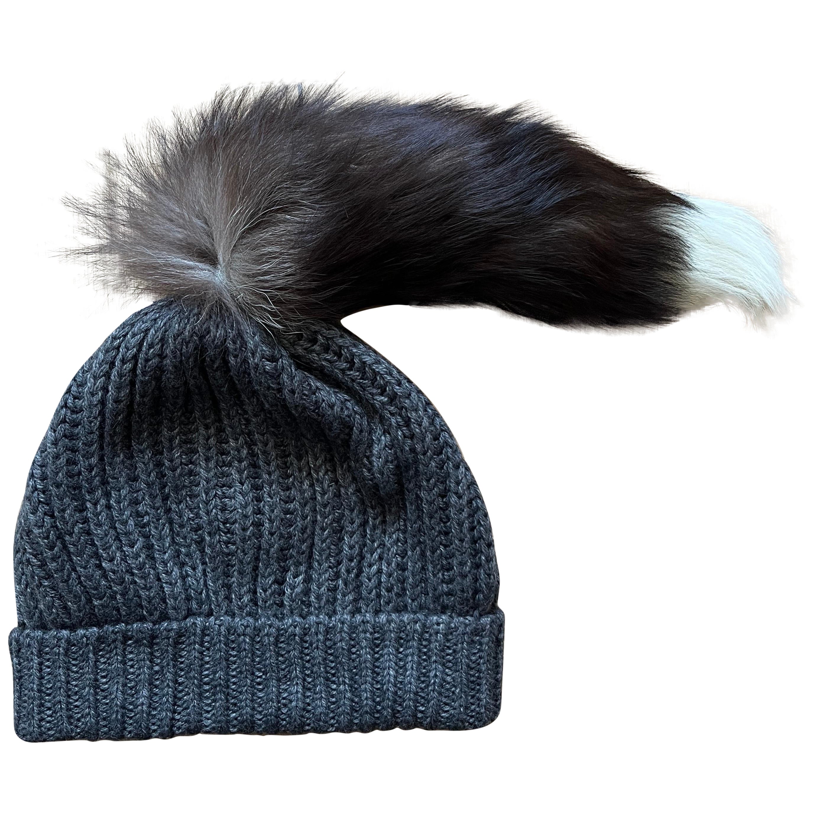 Dolce & Gabbana  Fox Fur Tail Wool Beanie