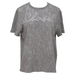 CHANEL Grey T-Shirt Top Shirt Short Sleeve Crew Neck Tie-Dye 34/36 2020