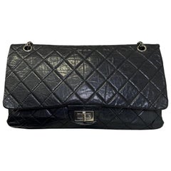 Used 2008 Chanel Reissue Maxi Jumbo Blue Top Shoulder Bag
