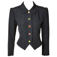 Vintage Yves Saint Laurent Moire´ Spencer with Jeweled Buttons