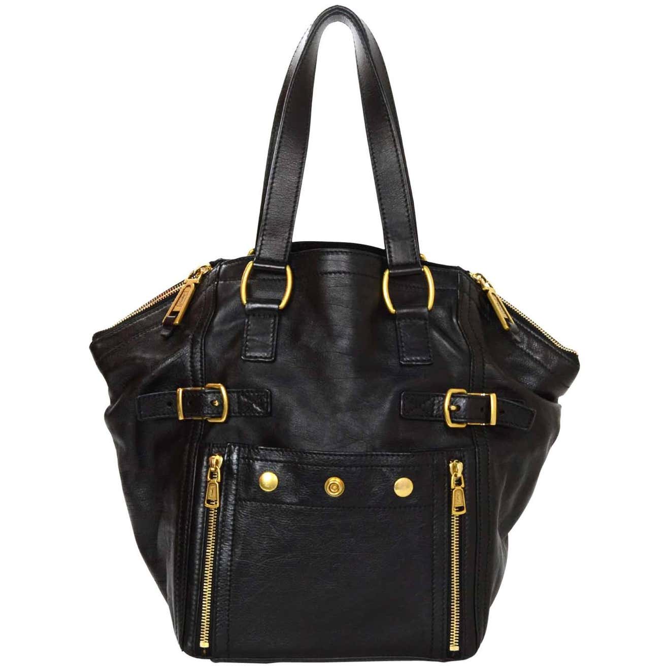 Yves Saint Laurent Black Leather Small Downtown Tote Bag For Sale at ...