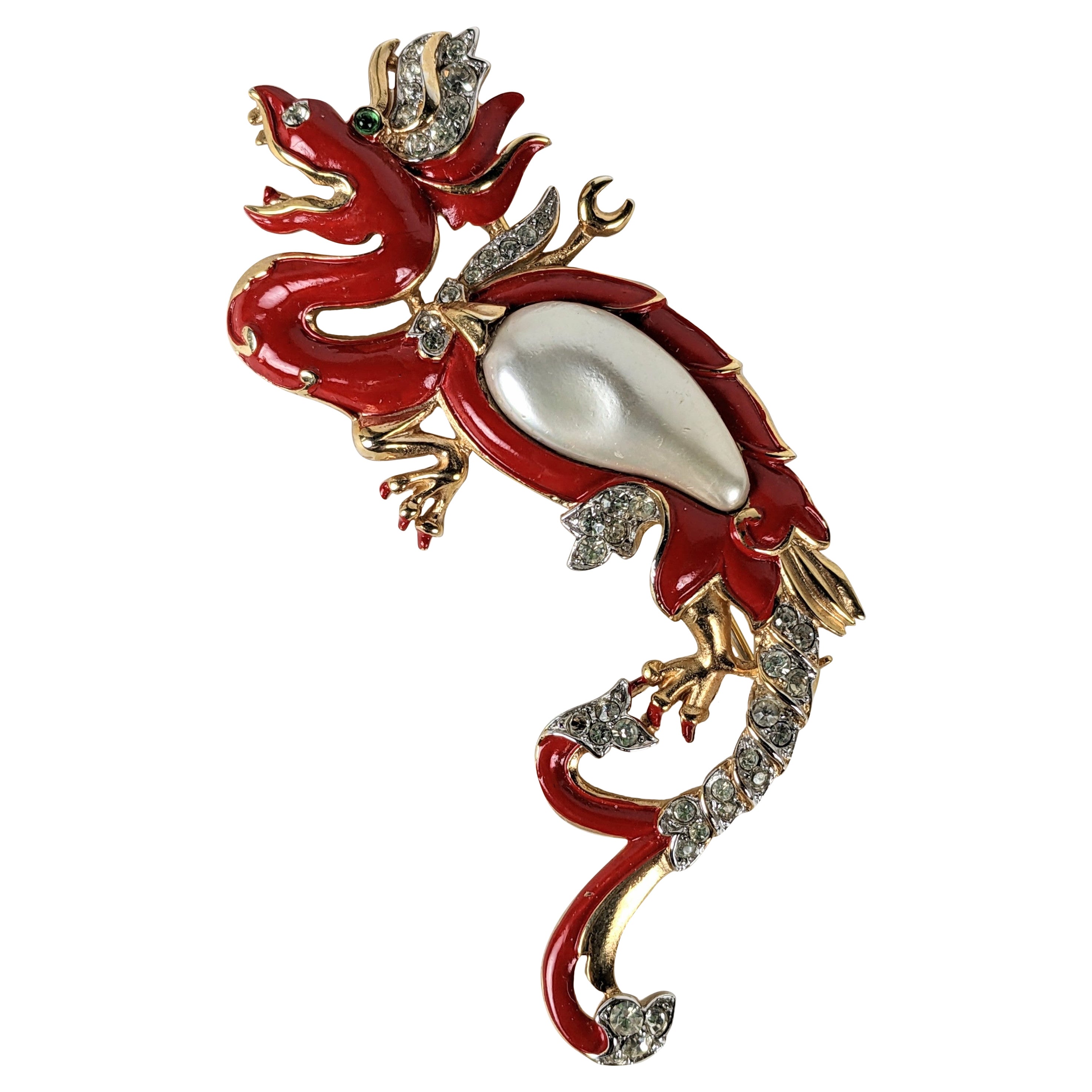 Trifari Ming Dragon Pearl Belly, Alfred Phillipe