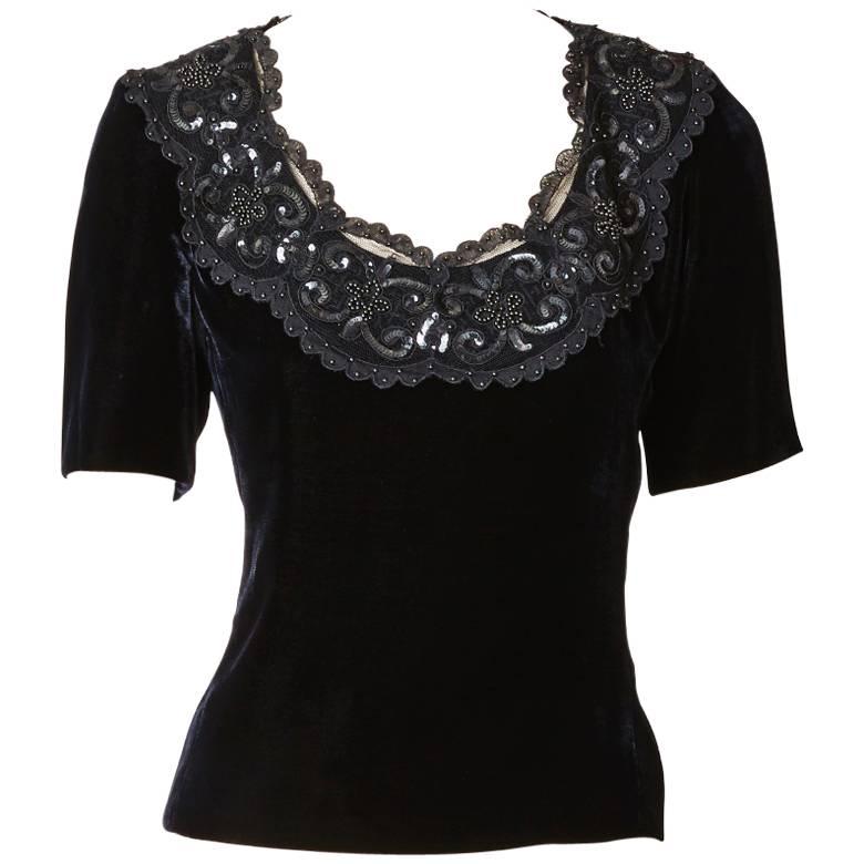 Yves Saint Laurent Couture Velvet Top