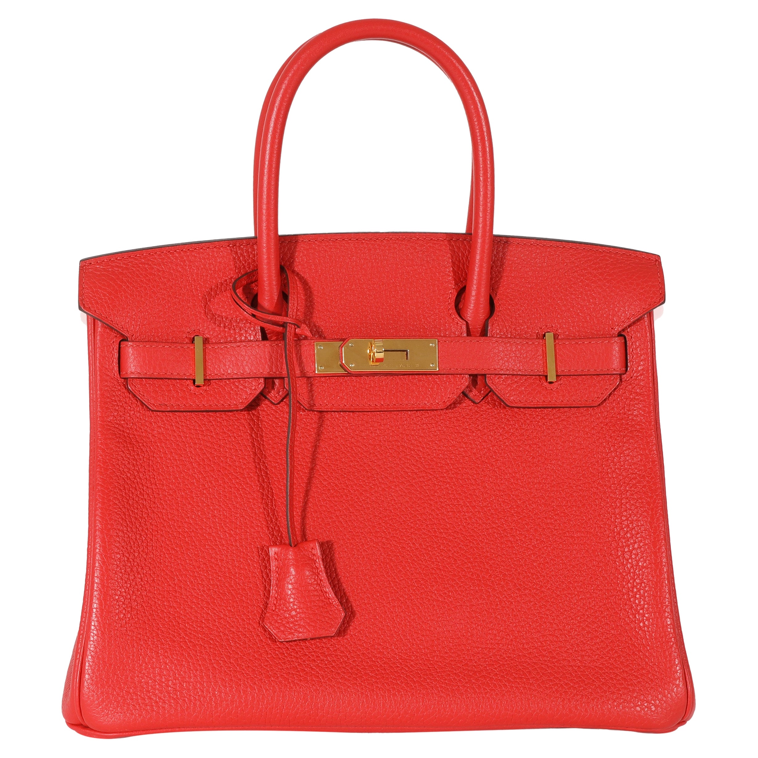 Hermes Clemence Rouge Tomate Birkin 30 GHW For Sale