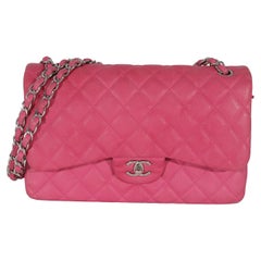 Chanel Pink Matte Caviar Jumbo Classic Double Flap Bag