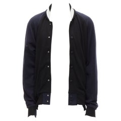 SACAI bomber raglan bianco in cotone misto cashmere nero navy JP2 M