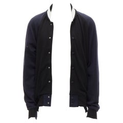 SACAI Marineblauer Bomber aus Baumwoll-Kaschmirmischung mit weißem raglan JP2 M