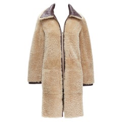 OLD CELINE Phoebe Philo brown lambskin sheep shearling fur reversible coat FR36