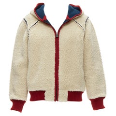 CHANEL SPORT Karl Lagerfeld 08C CC logo cream fleece zip hoodie FR40 M