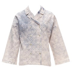 CHRISTIAN DIOR Kids gesteppte blaue Cannage-Denimjacke mit Krawattenmuster 13Y XS