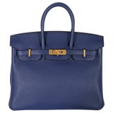 A LIMITED EDITION BLEU SAPHIR & GRIS MOUETTE NOVILLO LEATHER VERSO BIRKIN  25 WITH GOLD HARDWARE