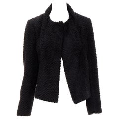 ISABEL MARANT minimalistische Jacke mit fließendem Halsband aus schwarzer Wollmischung FR36 S