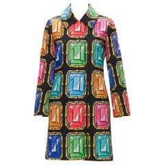 MOSCHINO BOUTIQUE colorful jewel print longline collared coat jacket IT40 S