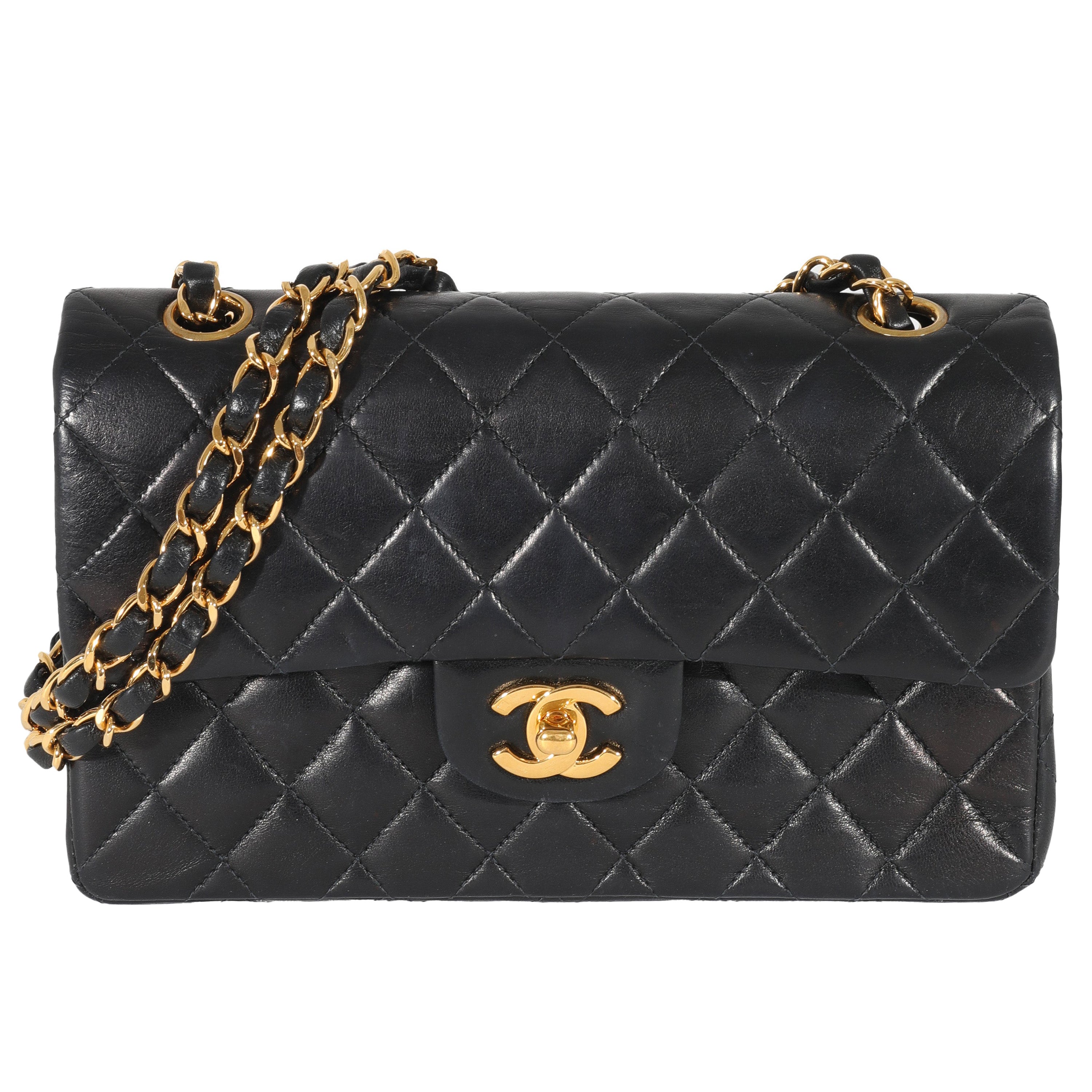 Chanel Vintage Black Lambskin Small Classic Flap Bag at 1stDibs