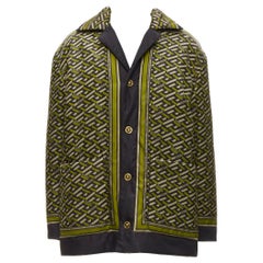 Nouveau VERSACE 2021 Runway La Greca Graffiti Medusa Smiley vert manteau matelassé IT48 M