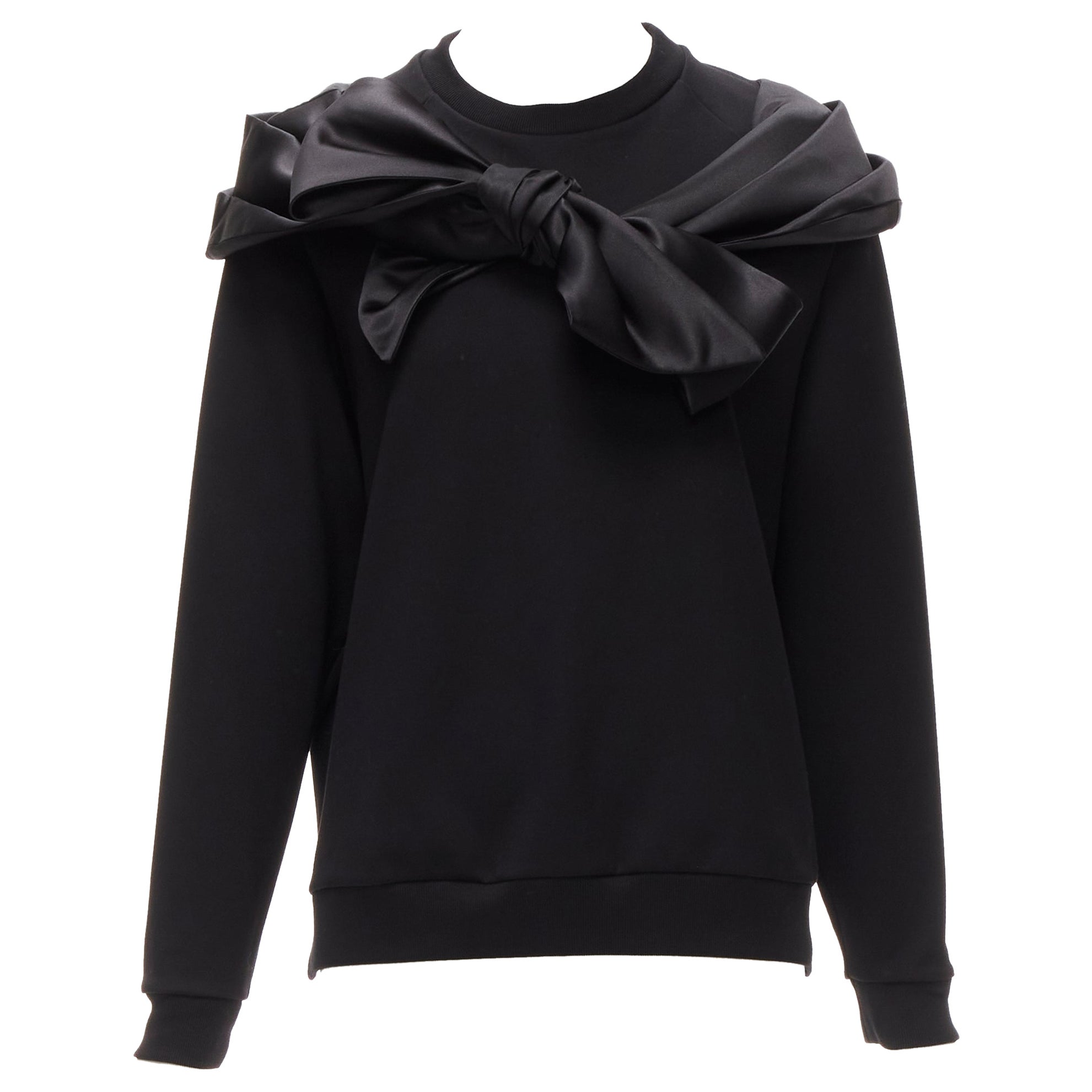 SIMONE ROCHA black bow tie sash oversized pullover sweatshirt XXS
