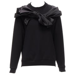 SIMONE ROCHA black bow tie sash oversized pullover sweatshirt XXS