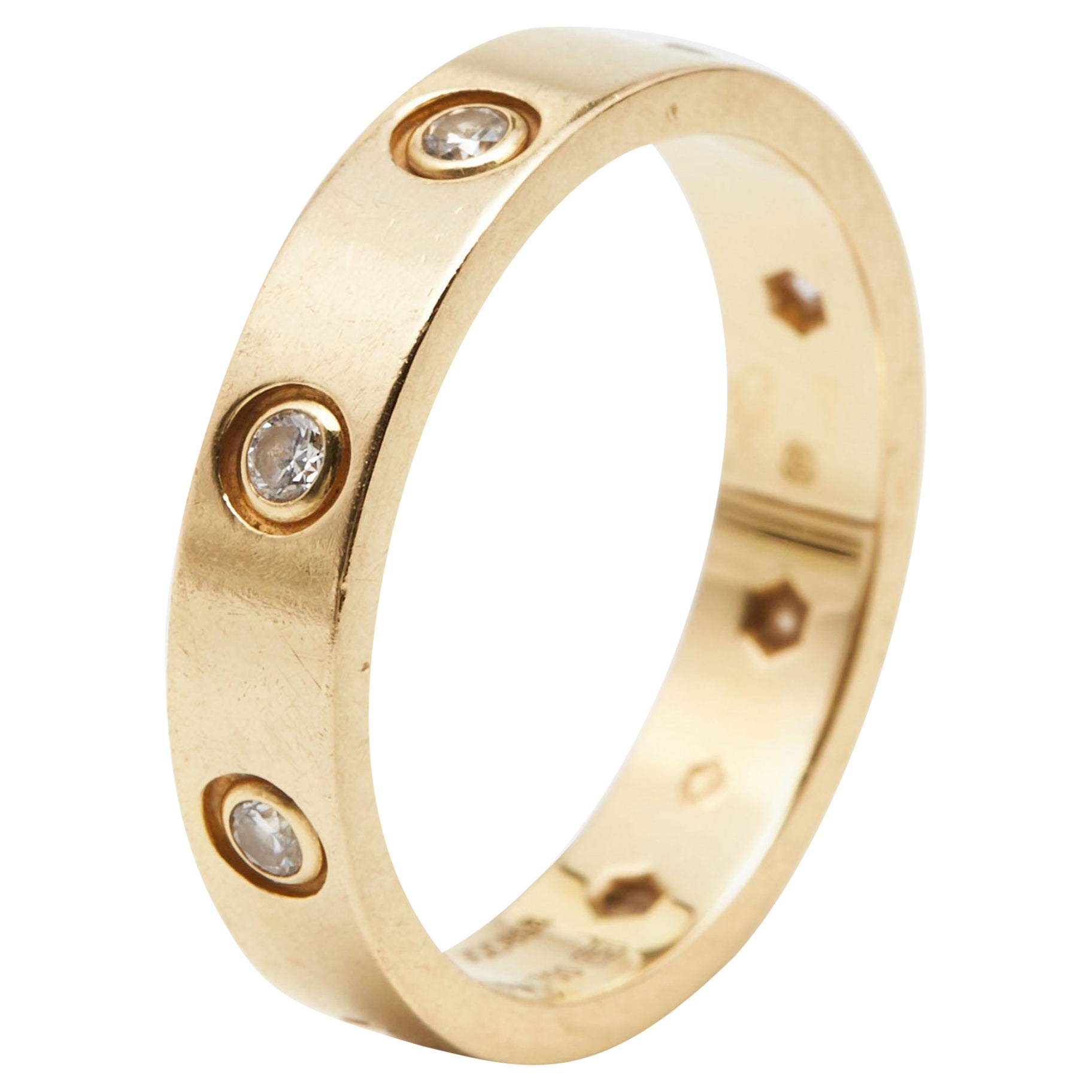 Cartier Love 8 Diamond 18k Yellow Gold Band Ring Size 53
