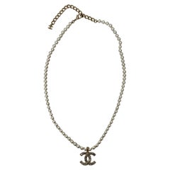 Chanel Iconic Faux Pearls Logo Necklace