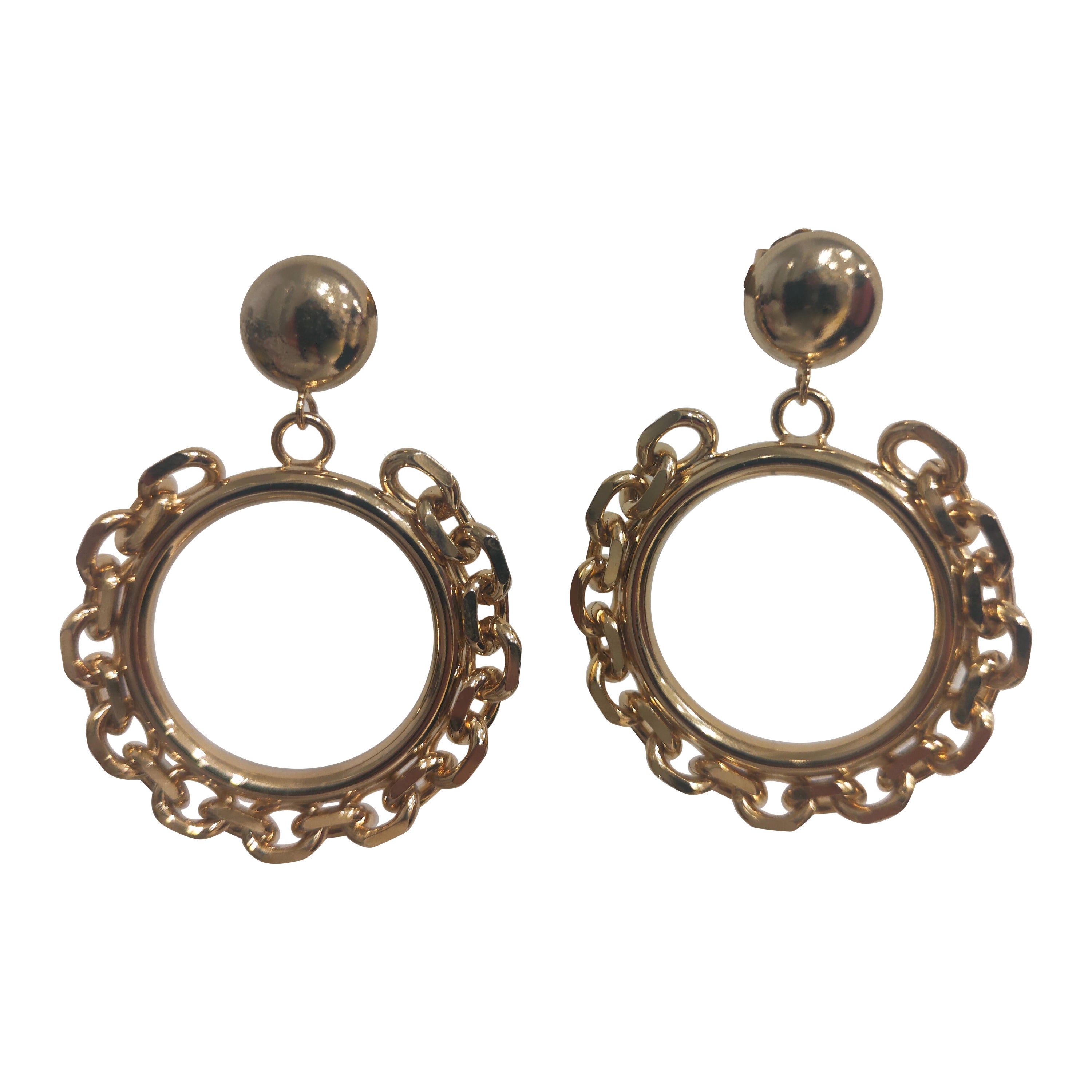 Sapphire and Diamond 18kt Gold Hoop Earrings For Sale at 1stDibs