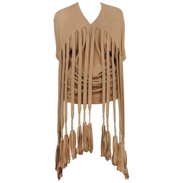 Junya Tan Braided Fring Top For Sale at 1stDibs