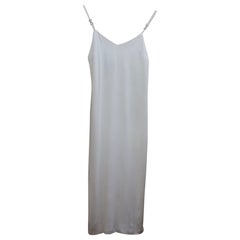 Versus by Gianni Versace 90's white slip dress with silver rhinestones shoulder 