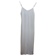 Vintage Versus by Gianni Versace 90's white slip dress with silver rhinestones shoulder 