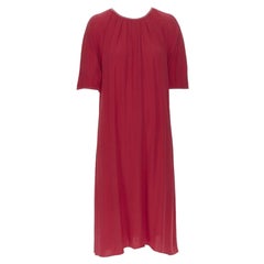 MARNI 2019 robe décontractée en crêpe de viscose rouge surpiqué de blanc IT38