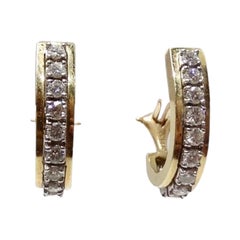 Diamond 14K Gold Hoop Earrings