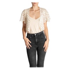 Used 1960S Off White Cotton Lace Crop Top