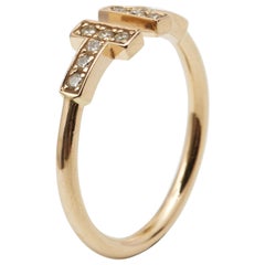 Tiffany & Co. Tiffany T Wire Diamond 18k Rose Gold Ring Size 53