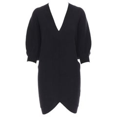 STELLA MCCARTNEY wool cashmere black V-neck bubble sleeve sweater dress XS