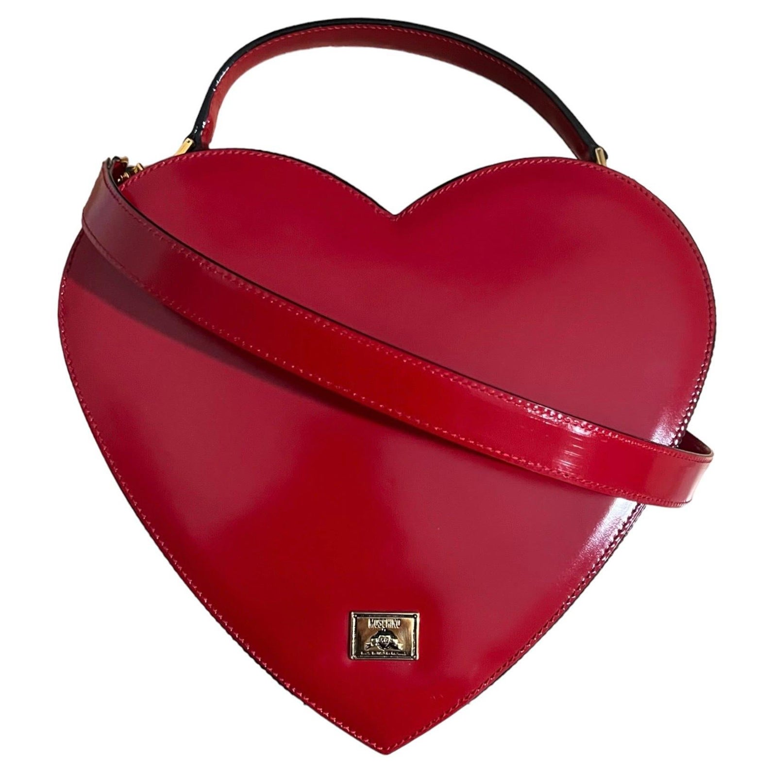 Moschino Vintage Red Leather Heart Bag The Nanny