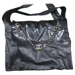 Chanel black Leather Hobo Shoulder Bag