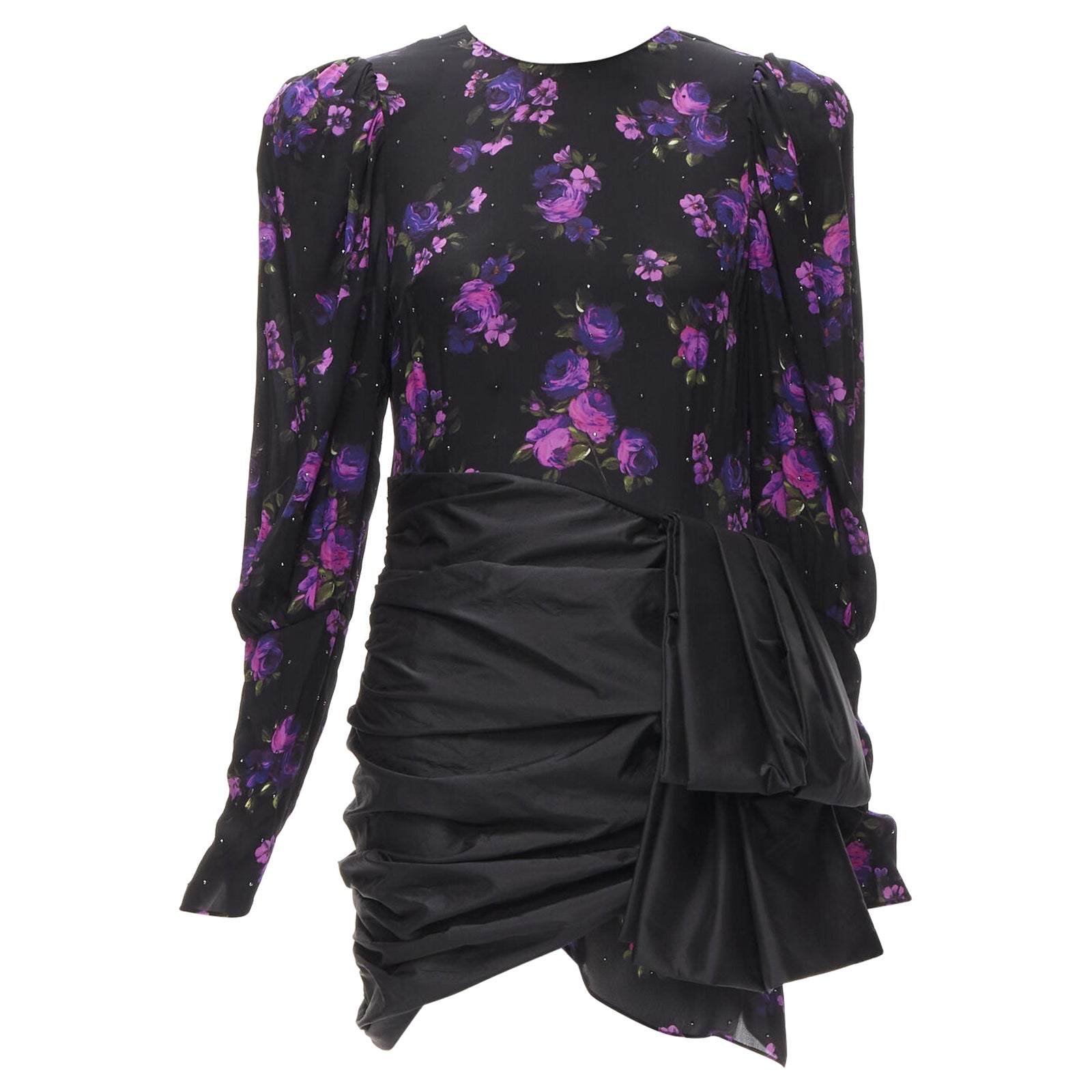 MAGDA BUTRYM Matera crystal embellished purple floral wrap skirt dress FR34 XS For Sale