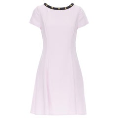 VERSACE 2018 baby pink bondage Medusa stud embellished collar dress IT38 XS